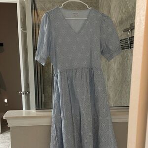 Sweet Salt Sky Blue Dress with Floral Design